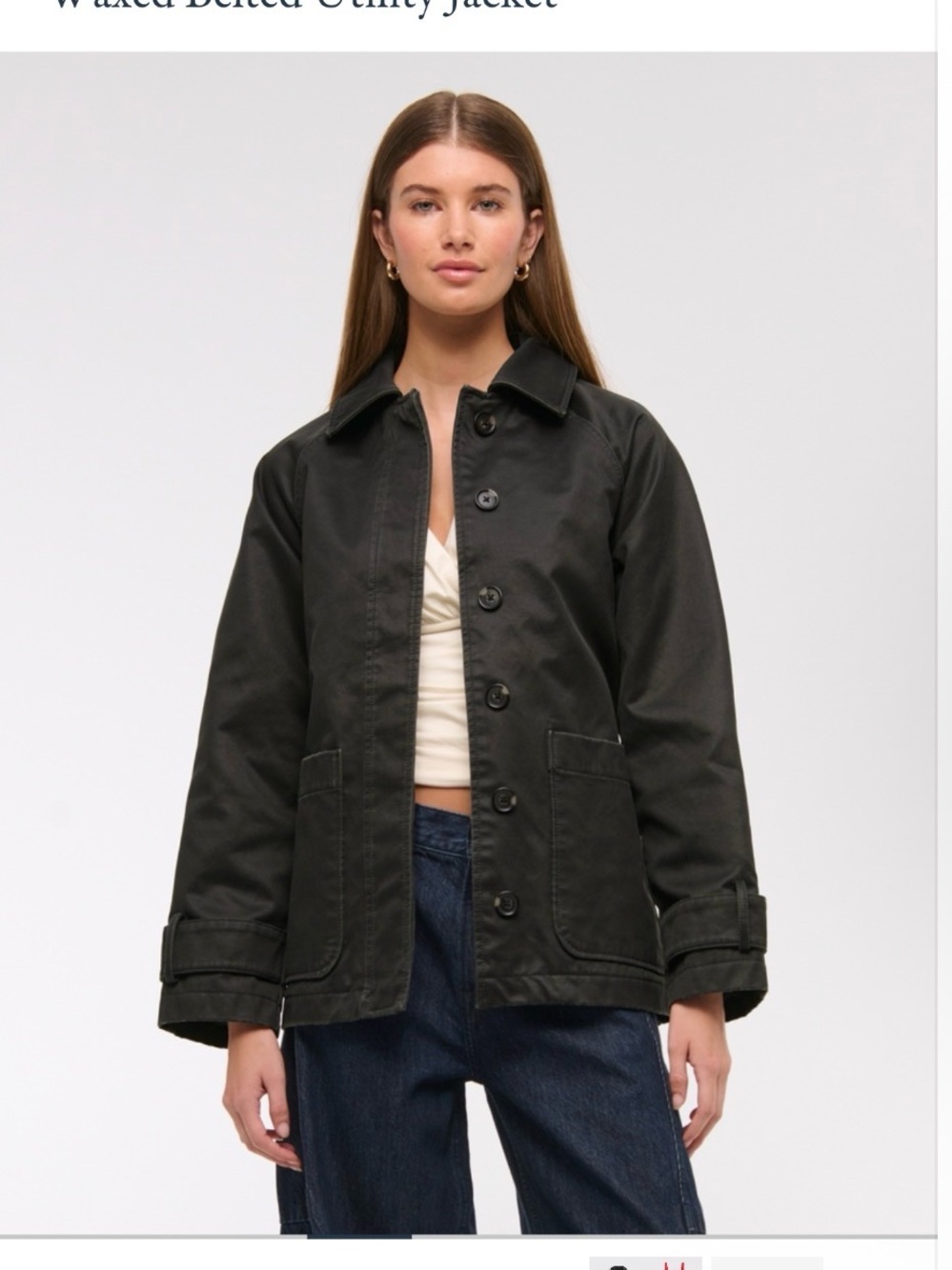 Abercrombie & Fitch Black Utility Jacket with Belted Cuffs